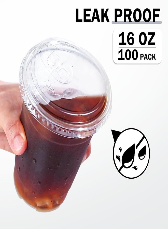 BYSNOW 100 Pack 16 oz Clear Plastic Cups with Lids, Disposable Iced Coffee Cups with Sip Lids, Sturdy Plastic Smoothie Cups for Cold Drinks - Image 3