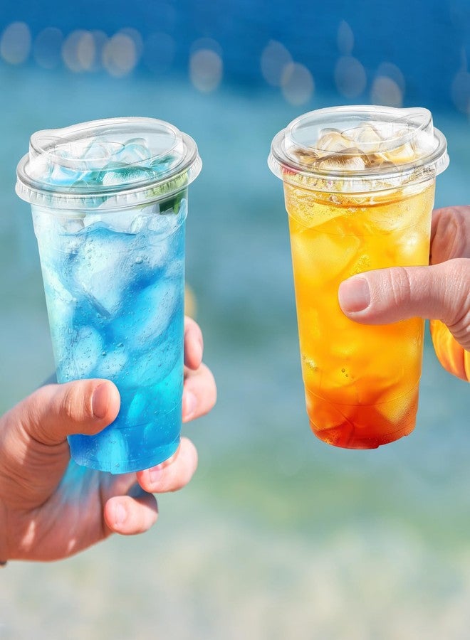 BYSNOW 100 Pack 16 oz Clear Plastic Cups with Lids, Disposable Iced Coffee Cups with Sip Lids, Sturdy Plastic Smoothie Cups for Cold Drinks - Image 5