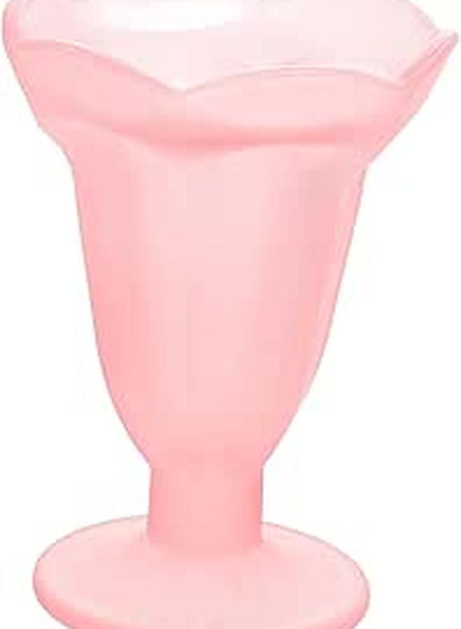 Vintage Pink Frosted Glass Dessert Cup Reusable Ice Cream Holder for Home and Restaurant Use - Image 1