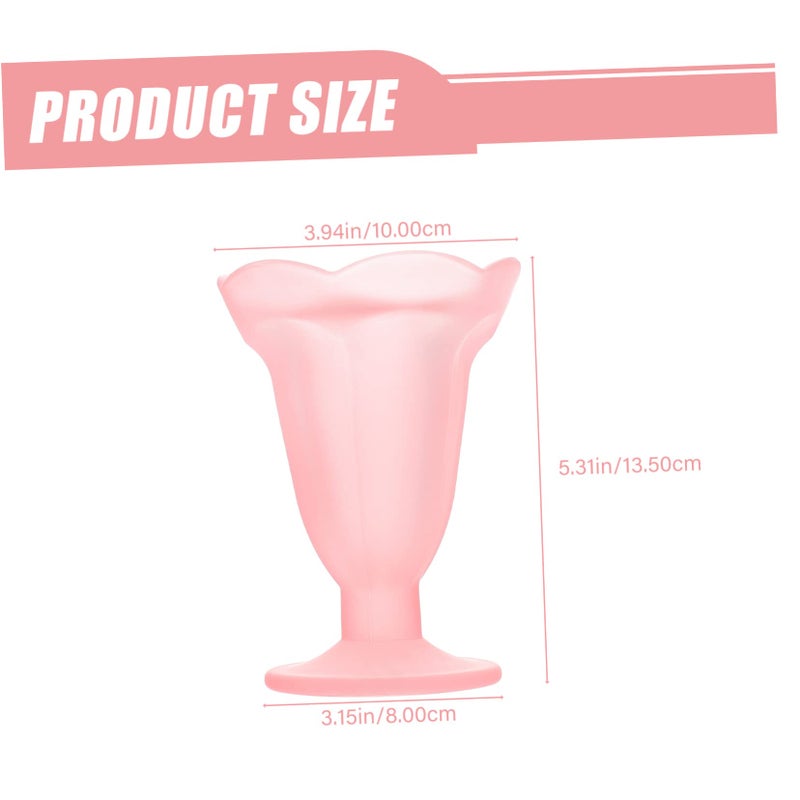 Vintage Pink Frosted Glass Dessert Cup Reusable Ice Cream Holder for Home and Restaurant Use - Image 3
