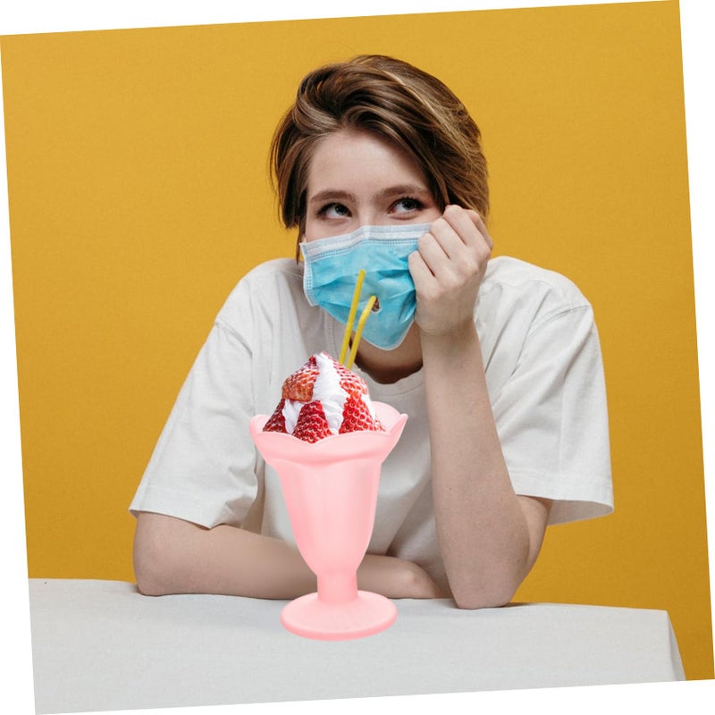 Vintage Pink Frosted Glass Dessert Cup Reusable Ice Cream Holder for Home and Restaurant Use - Image 5