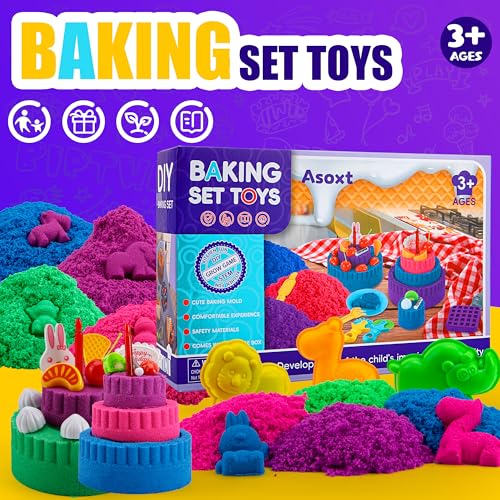 Asoxt Sensory Bin for Boy Girl Kid Toy 43pcs Play Sand Art Kit with Sandbox 4lb Color Sand 17 Molds Sensory Toy Birthday Gift for Girl Toddler Ages 38 - Image 5