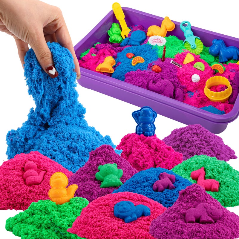 Asoxt Sensory Bin for Boy Girl Kid Toy 43pcs Play Sand Art Kit with Sandbox 4lb Color Sand 17 Molds Sensory Toy Birthday Gift for Girl Toddler Ages 38 - Image 2
