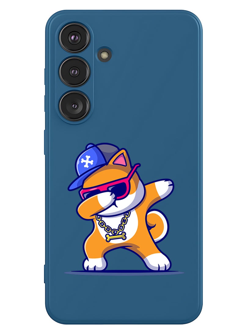 Theodor Protective Slim Fit Case Liquid Silicone Cover with Full Body Protection Anti-Scratch Shockproof Case For Samsung Galaxy S25 (Blue) - Dog Dab - Image 1