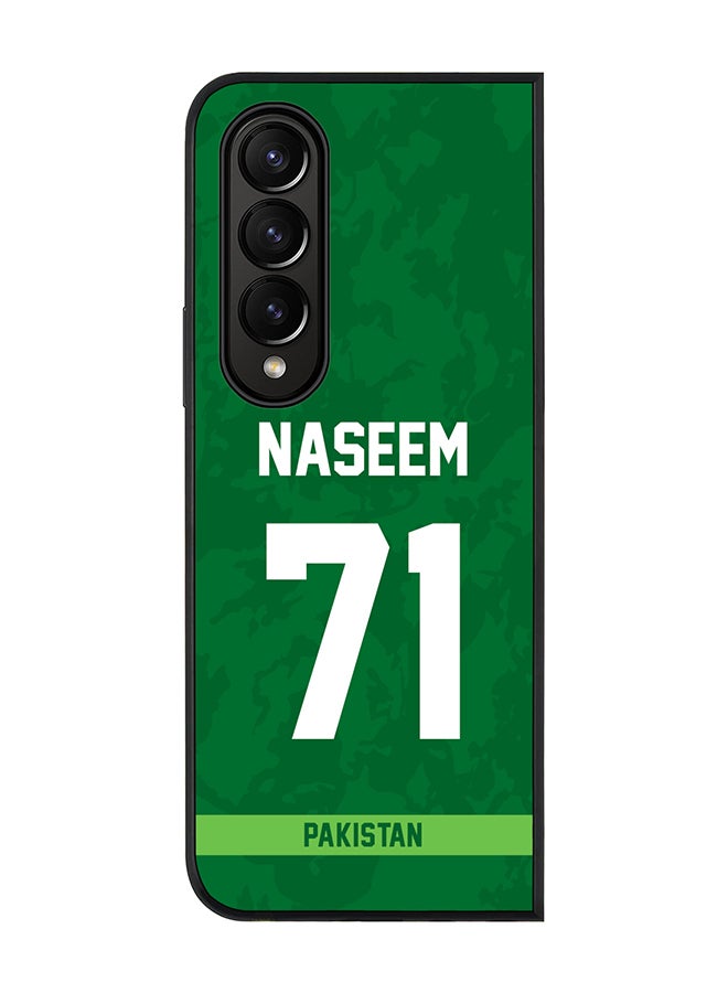 Stylizedd Rugged Black Edge Case for Samsung Galaxy Z Fold4, Slim fit Soft Case Flexible Rubber Edges Thin Cover - Player Name - Naseem Shah, Jersey Number- 71 - Image 1