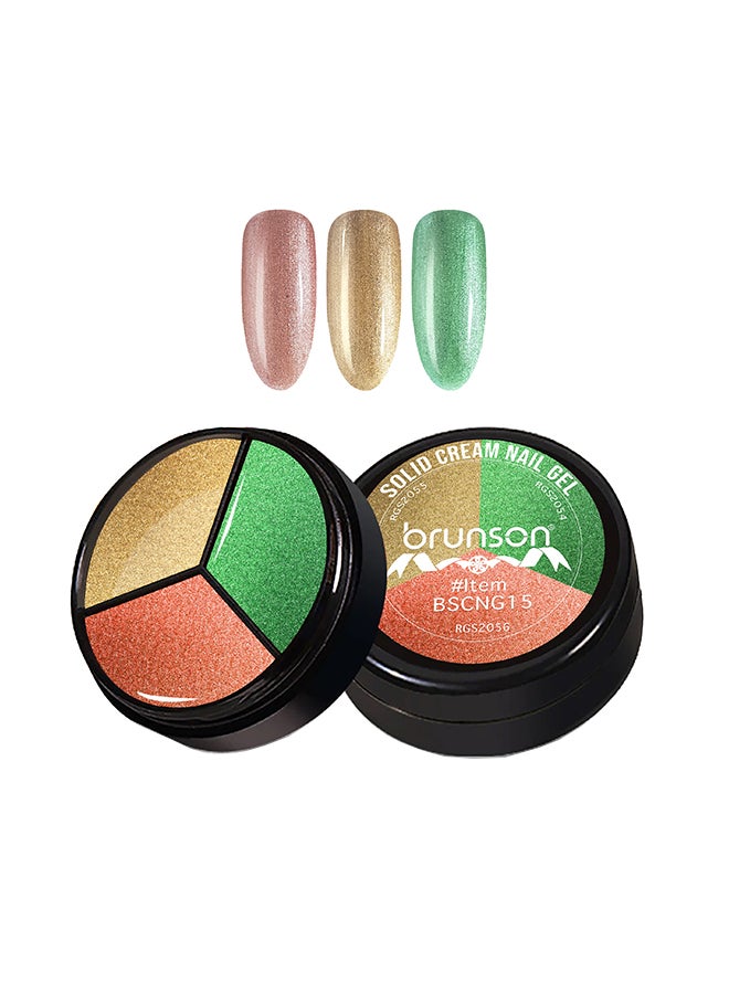 brunson 3Colors 3 in 1 Nail UV Gel Polish Cream Gel Nail Polish Soak off Solid Color Gel Glitter Nail Art Manicure 15ml BSCNG15