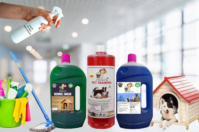 swacch Kennel Wash (Jasmine) + Pet Shampoo (Jasmine) I Pet Aqua Odour Remover (Lavender) 1 Litre Combo Pack of 3 Economical Pack I Dog and Cat Friendly - Image 2