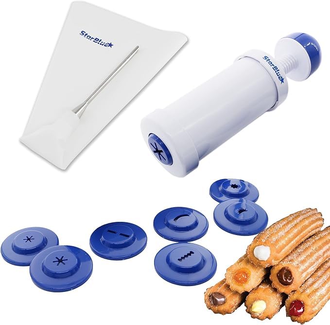 StarBlue Churrera Churro Maker and Filler Set with FREE Recipe Book Easy Piping Nozzle Tool for Deep Fry Stuffed Churro
