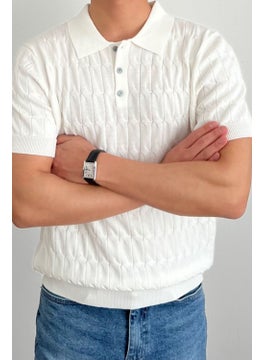 Cool Tarz Cool Style Men's Thin Hair Knitted Buttoned Slim Fit Polo Collar Knitwear T-Shirt  - Image 1