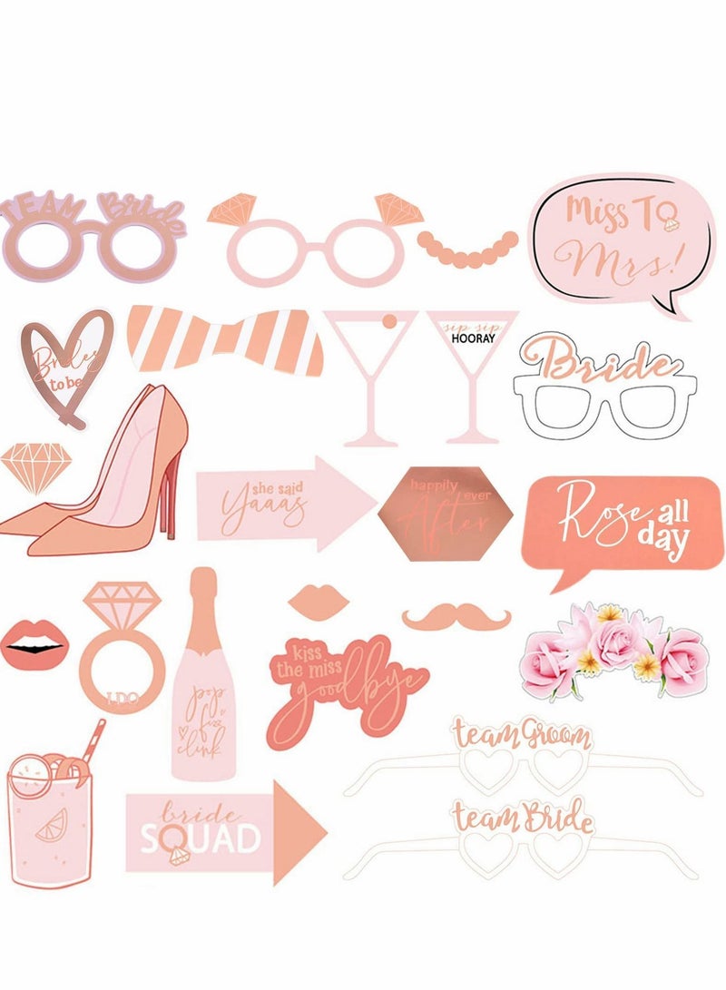NIBEMINENT Wedding Hen Party Photo Booth Props 25 PCS Botanical Bridal Shower Gold Night Do Frame Prop Team Bride Selfie Bachelorette To Be  - Image 1