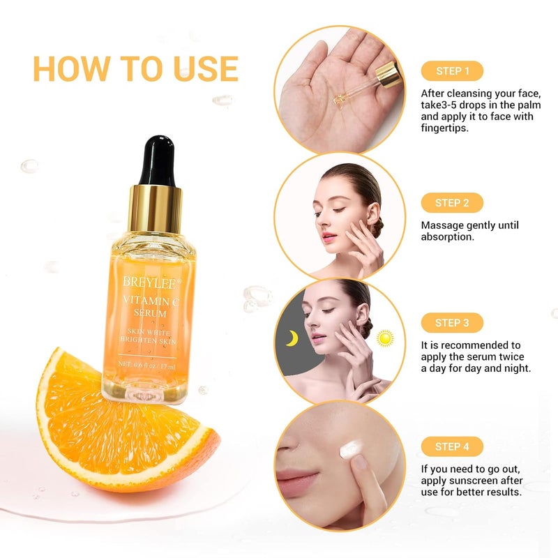 BREYLEE Vitamin C Serum for Face Eye o6 oz for Brightening SkinDark Spot RemoverReduce WrinkleAnti Aging SerumMoisturizer Brightening Serum with Hyaluronic AcidVitamin ERetinol Niacinamide - Image 4