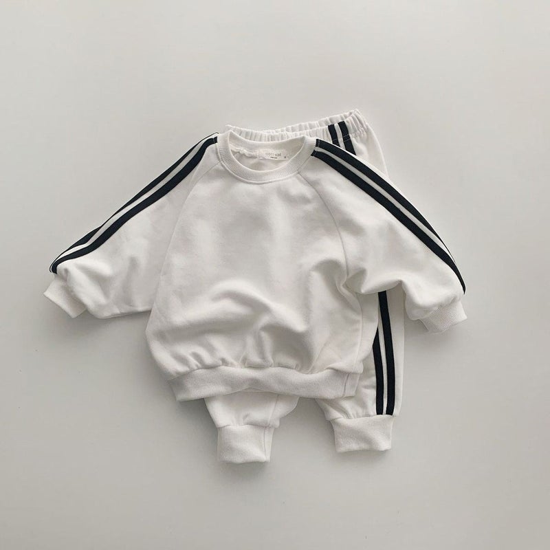 Korean Kids Sportswear Cotton Set rice white  - Image 1