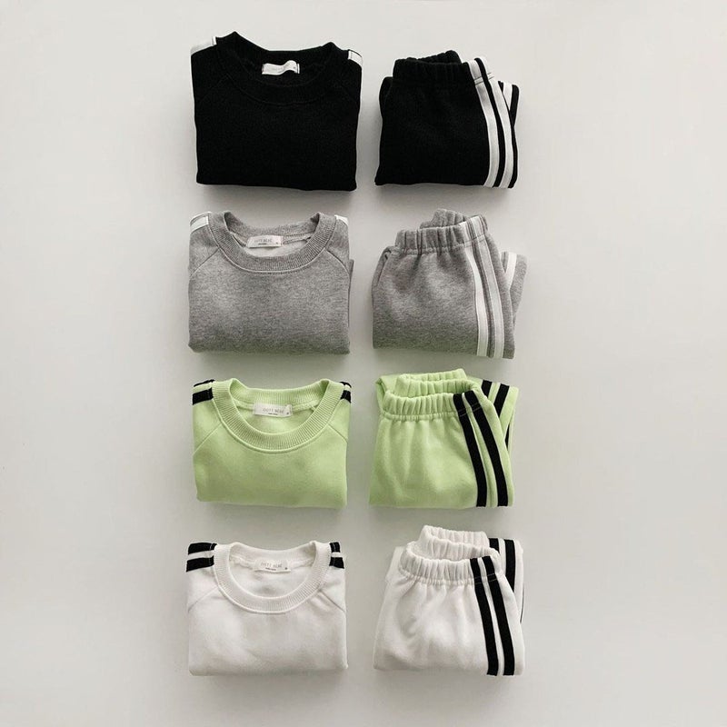 Korean Kids Sportswear Cotton Set rice white  - Image 4