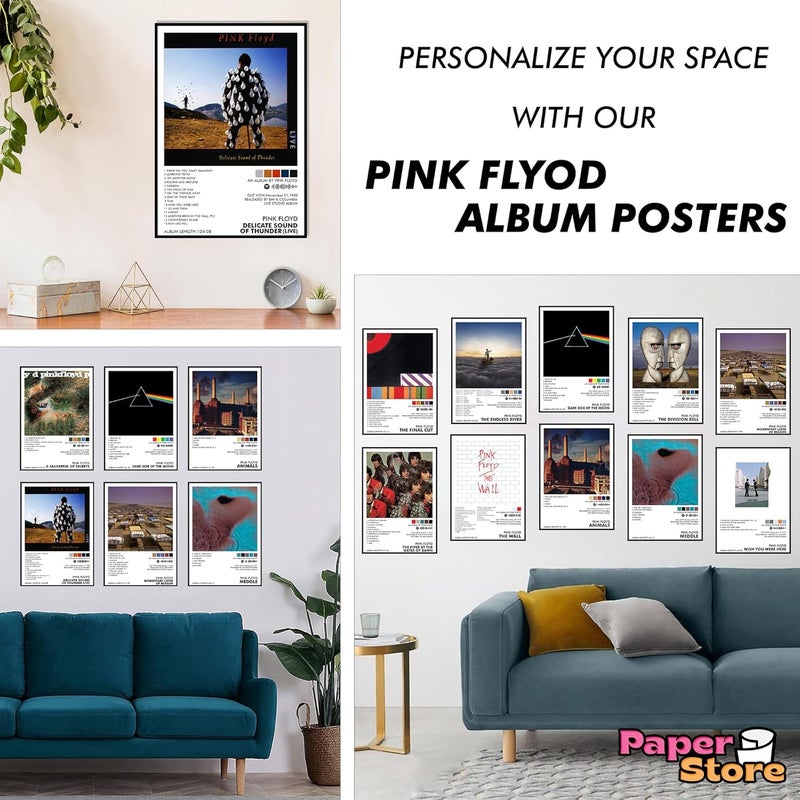 Thepaper9store Pack of 12 - PInk Floyd Music Album Art Wall Posters 8.2x11.8 inch Adhesive Tape Attached Wall Decor Posters, Music Posters, Wall Art For Bedroom, Living room, Office (PInk Floyd) - Image 2