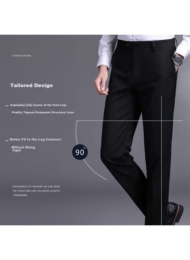 Hodo Men's Casual Business Slim Fit Stretch Wrinkle-resistant Thick Dress Pants Blue 35 - Image 3