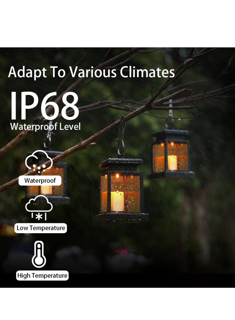 SYOSI Solar Outdoor Lantern, Solar Candle Flickering Flame Hanging Lanterns, with Clip IP65 Waterproof Decorative Solar Table Lights  for Patio Courtyard Garden Decorative - Image 2