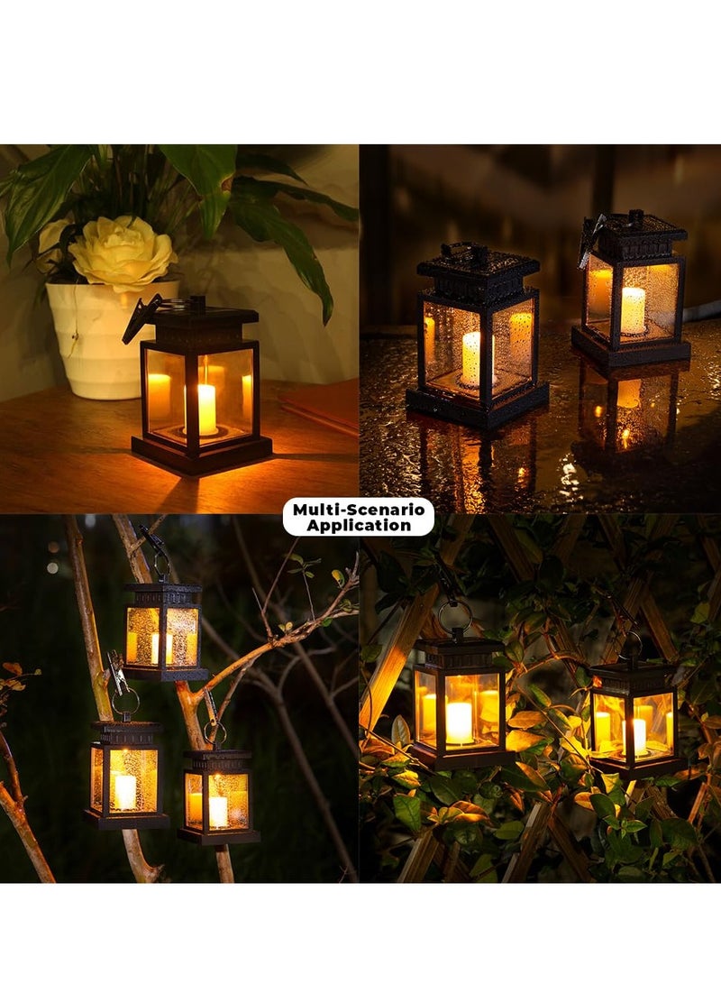 SYOSI Solar Outdoor Lantern, Solar Candle Flickering Flame Hanging Lanterns, with Clip IP65 Waterproof Decorative Solar Table Lights  for Patio Courtyard Garden Decorative - Image 5