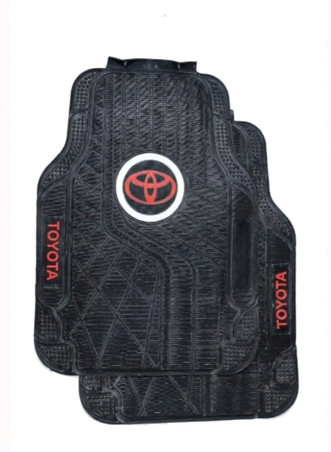 تويوتا مجموعة دواسات سيارة امامية وخلفية مخصصة من الجلد بتغطية كاملة مضادة للماء مانعة للانزلاق بلون اسود لسيارة تويوتا مكونه من 5 قطع - Image 1