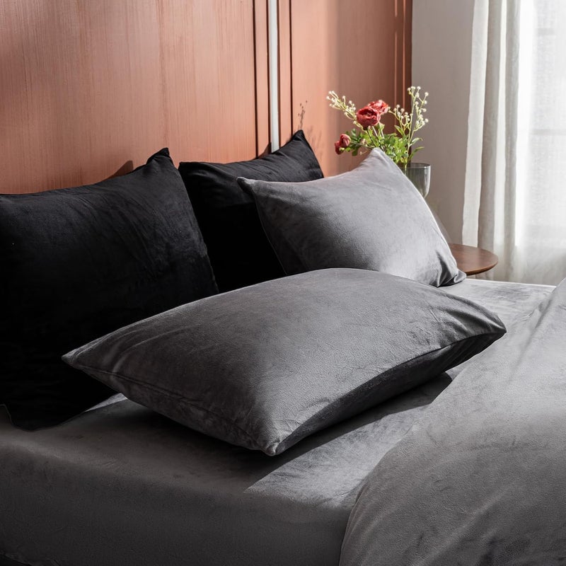 Aazeem Pillow Cover Set |2 Pcs |Luxury Supersoft Pillow Case|Decorative Velvet Throw Pillow Covers Modern Soft Couch Farmhouse Home Decor for Fall Sofa Bedroom Living Room|20 x 30 Inches |Grey Color| - Image 3