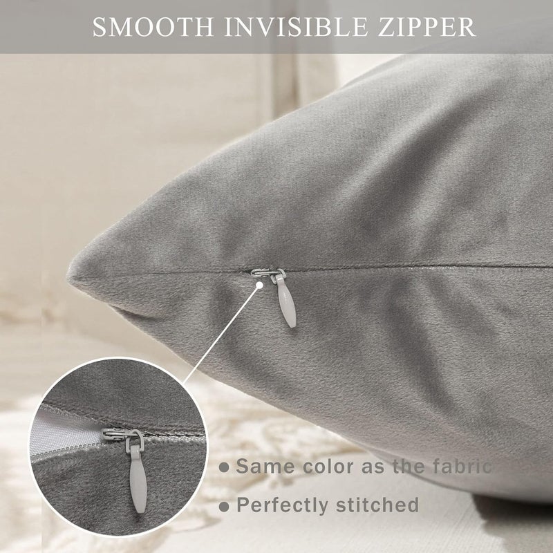 Aazeem Pillow Cover Set |2 Pcs |Luxury Supersoft Pillow Case|Decorative Velvet Throw Pillow Covers Modern Soft Couch Farmhouse Home Decor for Fall Sofa Bedroom Living Room|20 x 30 Inches |Grey Color| - Image 5