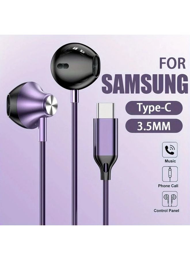 Red Type C Wired Headphones With Microphone For Galaxy S24 S23 iPhone15 Huawei - Image 2