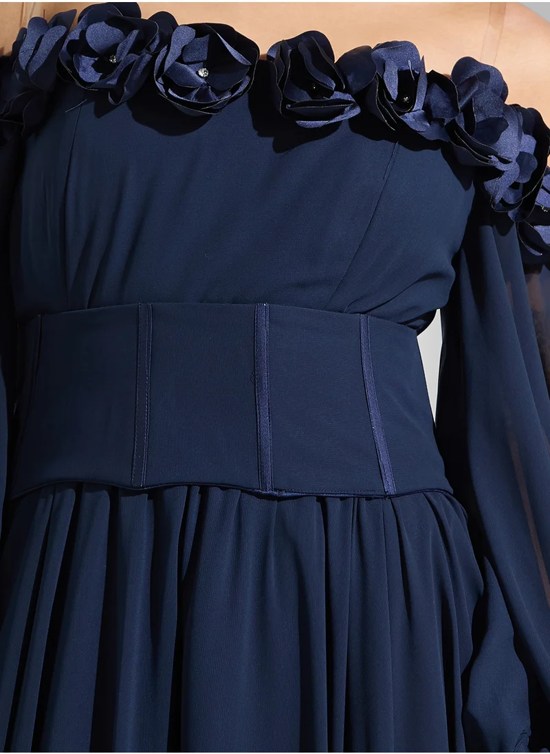Namshi x Off Shoulder Crosage Detail Pleated Dress