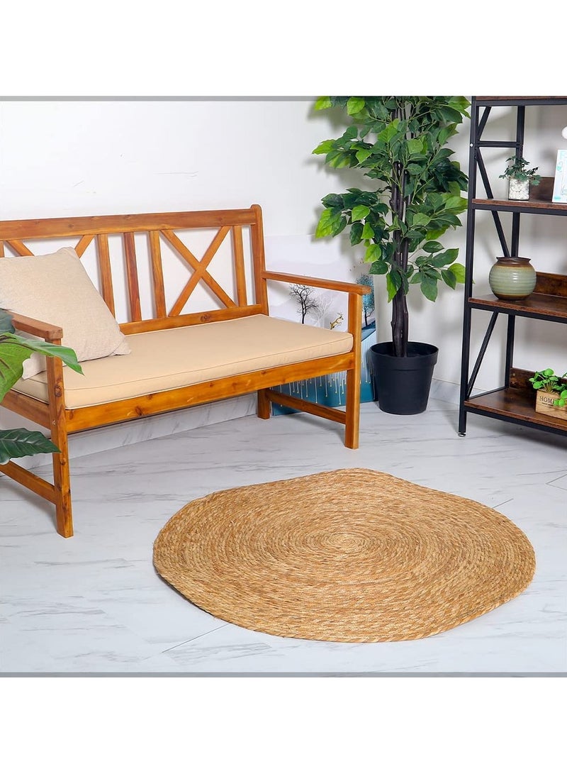 LINGWEI Round Jute Rug Carpet Area Rug Floor Mate Beige 80x80cm  - Image 5