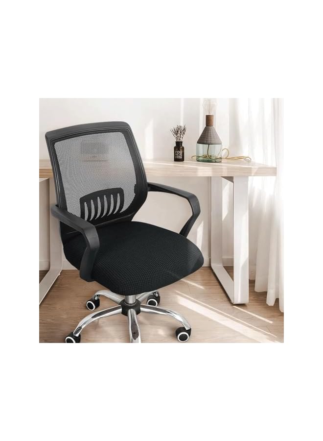 The Bros Office Chair Covers, Elastic Stretch Computer Chair Seat Slipcovers Super Fit Anti-dust Desk Seat Cover Spandex Removable Washable Kitchen Chairs Protective Cover(Black) - Image 2