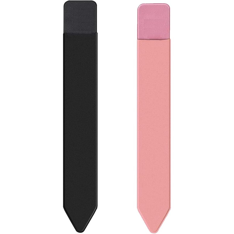 TENOC Universal Stylus Holder, Adhesive Pencil Protected Sleeve Case, Elastic Pens Holder Storage Pouch Pocket Compatible for Pencil Pro 2nd/1st & USB-C, 2 Pcs, Black+Pink - Image 1