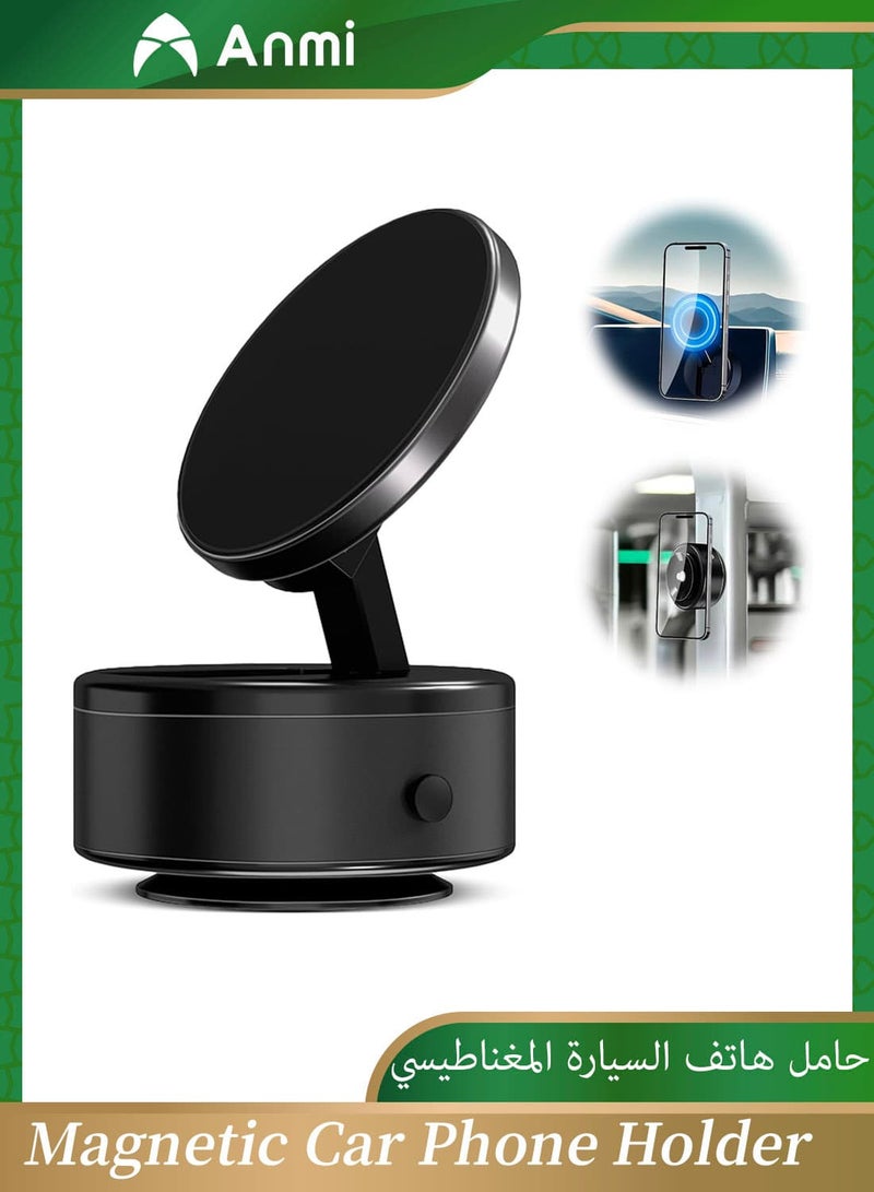 Anmi 360° Rotating Magnetic Car Phone Holder, Hands-Free Car Mount with Strong Magnet for Car, Screen, Tile (Black) - Image 1