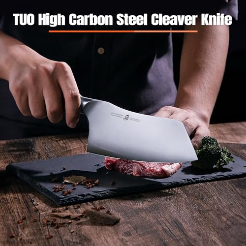 TUO Vegetable Cleaver Knife, Chinese Chef Knife 7 inch Meat Cleaver with Pakkawood Handle, Stainless Steel Butcher Chopper for Home Kitchen - Fiery Phoenix Series - Image 2