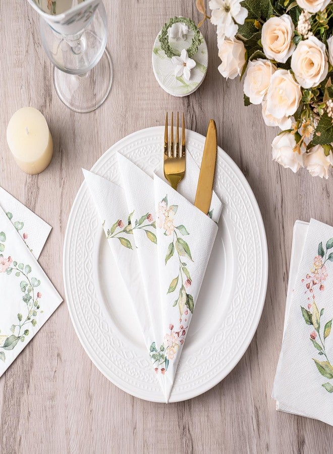 WRAPAHOLIC 50Pcs Floral Wedding Napkins - 3 Ply Floral Botanical Heart Wedding Disposable Paper Luncheon Napkin for Engagement, Bridal Shower, Tableware Party Supplies - 6.5 x 6.5 In - Image 5