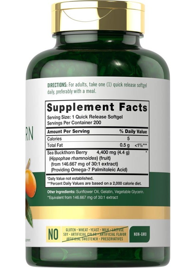 Carlyle كبسولات زيت البحر النبق 4400 ملغ | 200 كبسولة لينة | خالية من الكائنات المعدلة وراثيًا، خالية من الغلوتين | مكمل زيت توت البحر النبق - Image 2