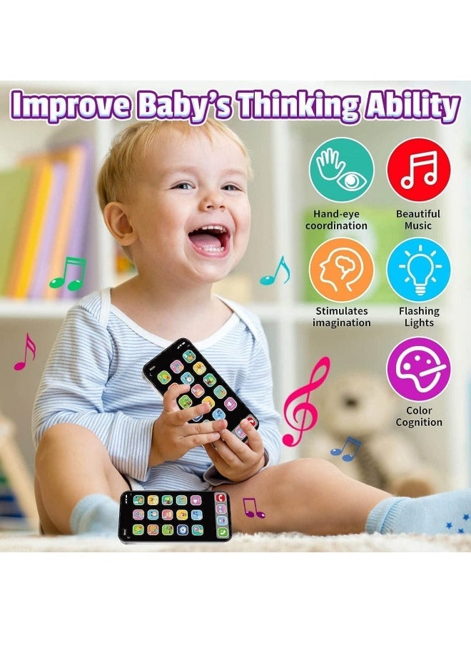 شراء جوي لعبة هاتف للأطفال، هواتف ألعاب للأطفال يمكنها اللمس والانزلاق، هاتف للأطفال مع موسيقى وتفاعل ووظائف تعليمية، هاتف لعبة مناسب للأطفال من سن 3 سنوات فما فوق، أبيض - Image 3