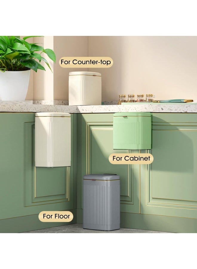 Kitchen Trash Can with Lid, 2 in 1 Small Garbage Can Compost Bin Countertop, Wall-Mounted Under Sink Indoor Trash Bin for Kitchen, Bathroom, Cabinet Trash Can Hanging (Vintage Green/8L) - Image 3