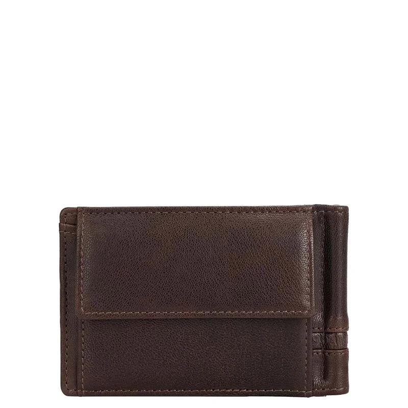 Da Milano brown Elephant Pattern Leather Money Clip - Brown for Men | Best Price UAE