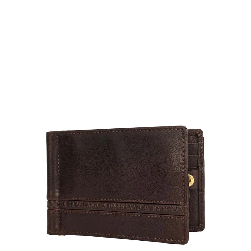 Da Milano brown Elephant Pattern Leather Money Clip - Brown for Men | Best Price UAE