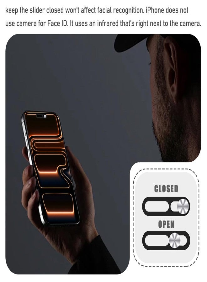 EYSOFT Privacy Cover Compatible for iPhone 17 Pro/iPhone 17 Pro Max with Front Camera Cover,Protect Your Privacy and Security But Not Affect Facial Recognition（2Pack）-Silver - Image 4