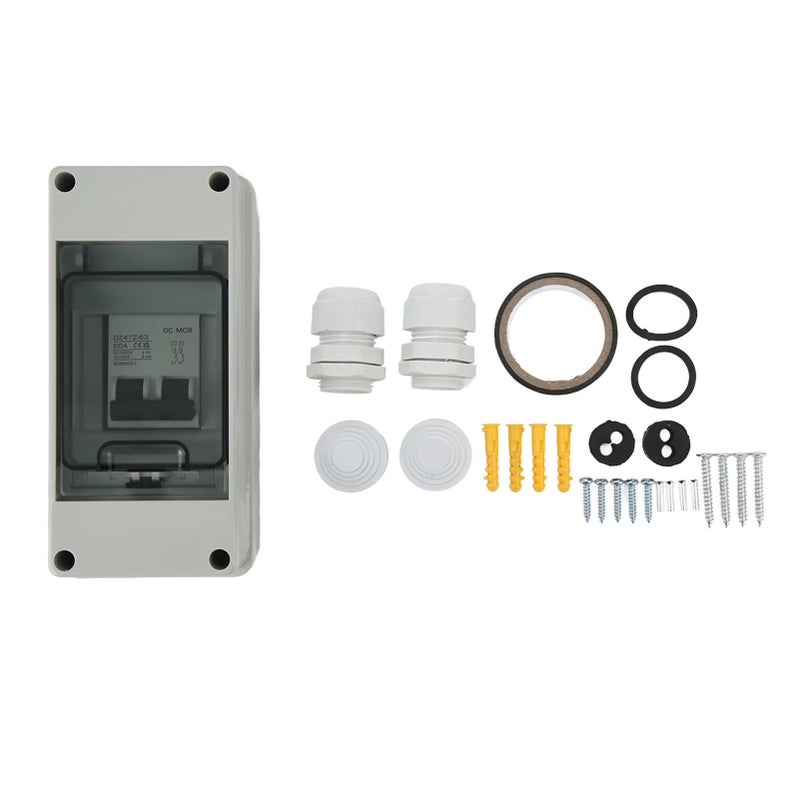 DC Miniature Circuit Breaker: 50A DC1000V 4000A Icu, IP65 Waterproof PA66 Material - Cable Adaptable For 6-8.7mm 7-5 AWG, For Photovoltaic Solar Systems RV Off Grid Grid Connected Arrays - Image 1
