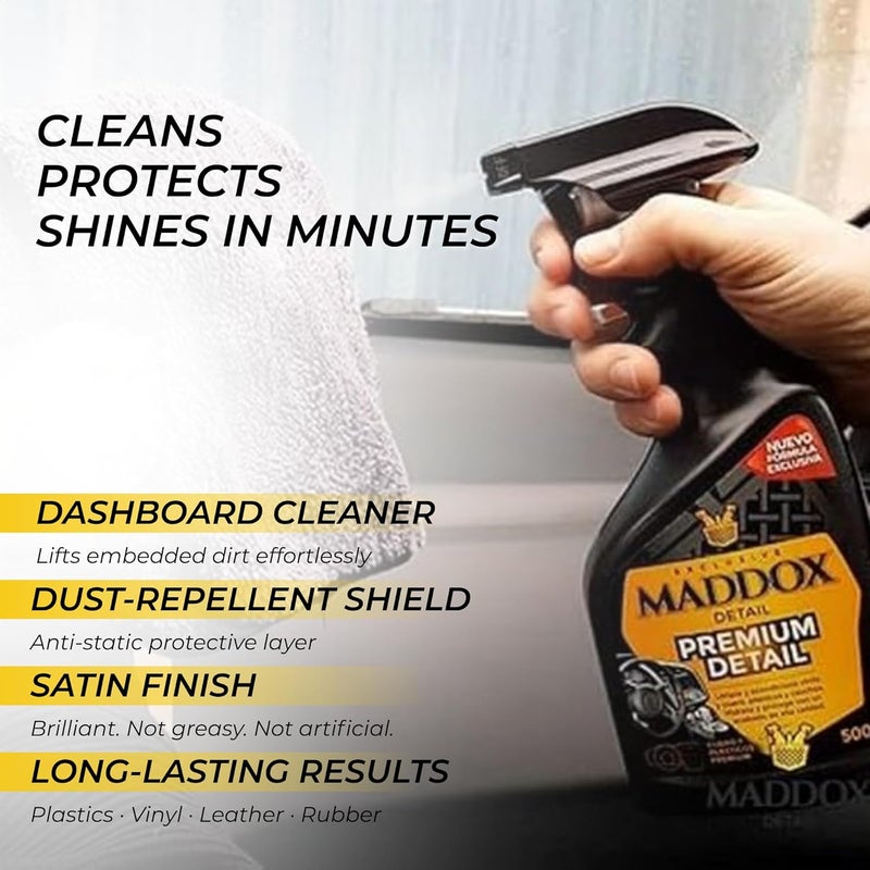 Globally popular elegant design - Premium Detail - Dashboard Cleaner with Polish. Vinyl & Rubber Care. SHINY Finish, Non-greasy. No Silicones. Car Cleaning Products (500 ml). Easy store & transit build - Image 5
