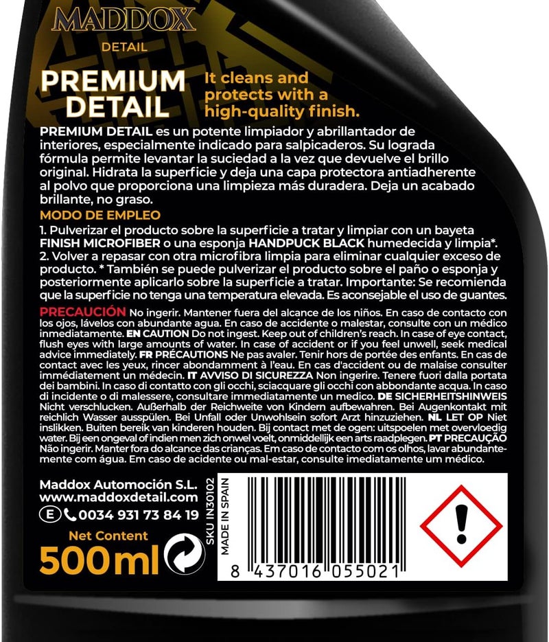 Globally popular elegant design - Premium Detail - Dashboard Cleaner with Polish. Vinyl & Rubber Care. SHINY Finish, Non-greasy. No Silicones. Car Cleaning Products (500 ml). Easy store & transit build - Image 2