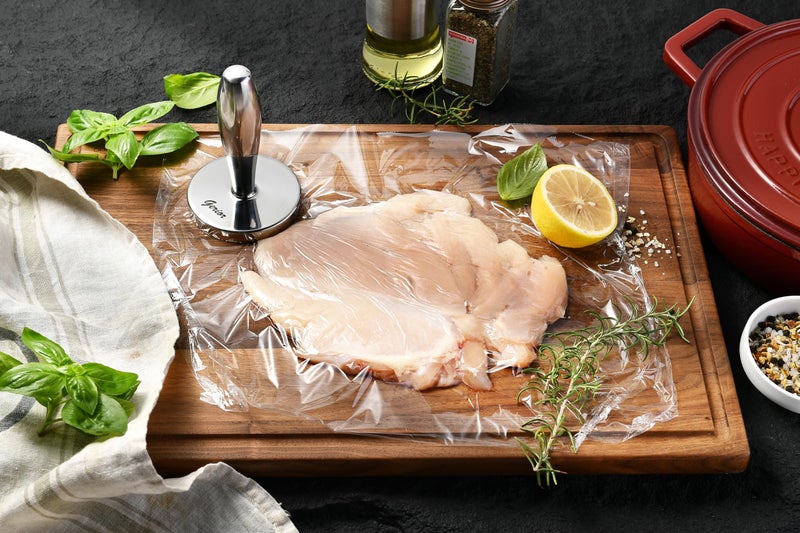 Gerior Meat Pounder Tenderizer - Solid Cast Stainless Steel Round Chicken Flattener Tool - Dishwasher Safe - Image 3