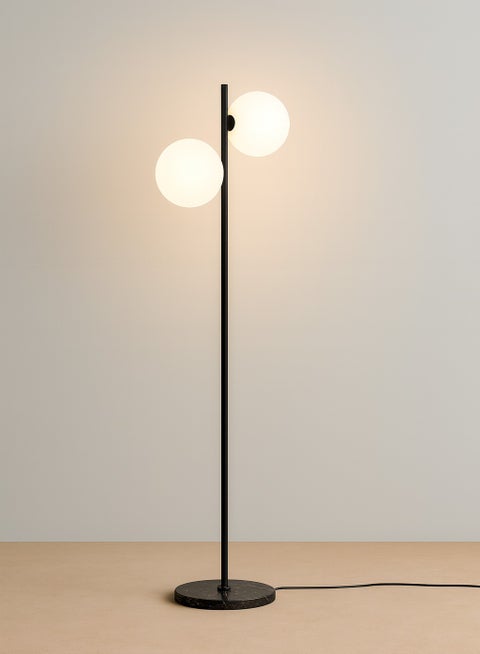 Black Globo di vetro floor lamp  - 2 globes