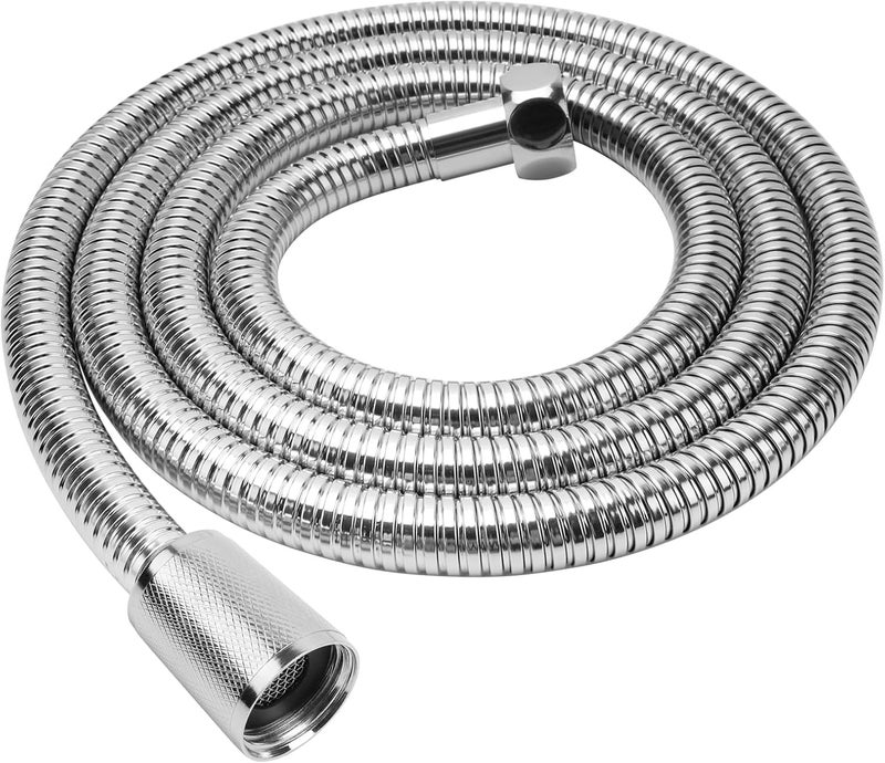 Shower Hose,1.5m(59") Stainless Steel Anti-Kink Shower Hose Standard G1/2 All Brass Connectors, Premium Stainless Steel Replacement Hose (Silver) - Image 1
