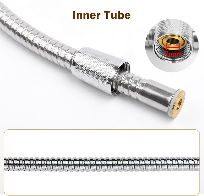 Shower Hose,1.5m(59") Stainless Steel Anti-Kink Shower Hose Standard G1/2 All Brass Connectors, Premium Stainless Steel Replacement Hose (Silver) - Image 4