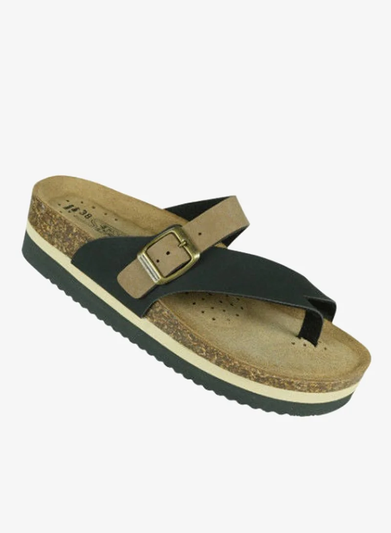 BiOCHIC Biochic Ladies Low Wedge Toe grip Slip ons 012-483 4809-Black