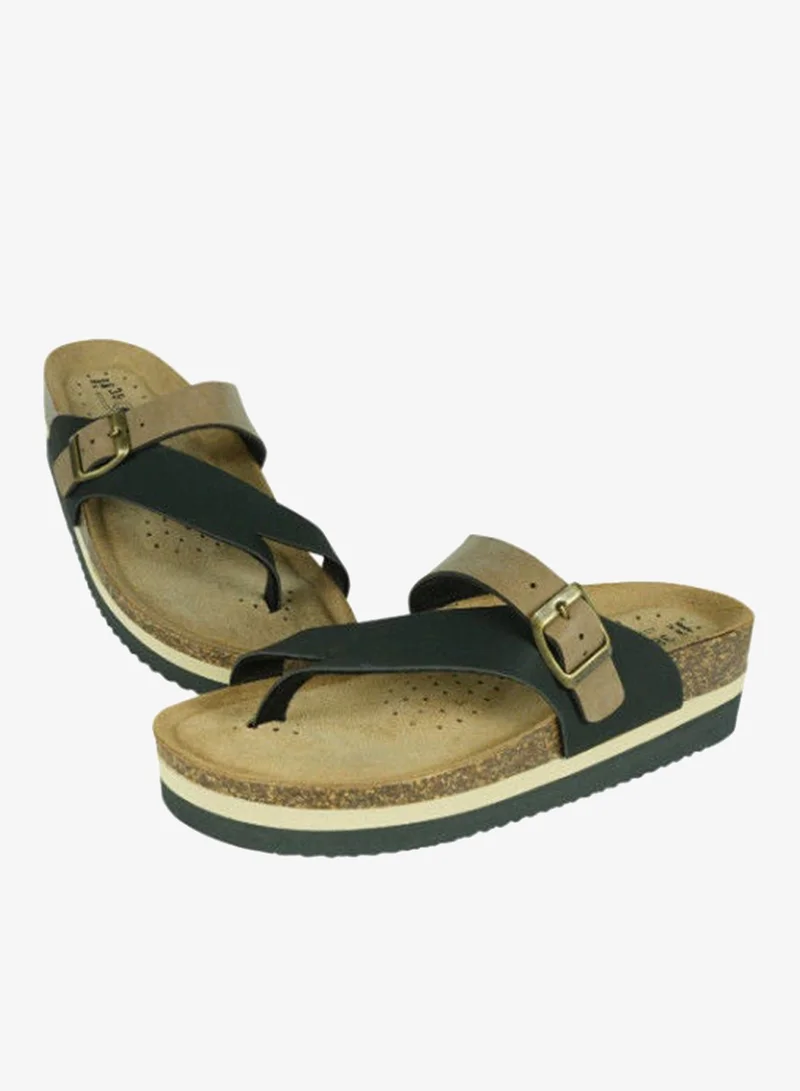 BiOCHIC Biochic Ladies Low Wedge Toe grip Slip ons 012-483 4809-Black