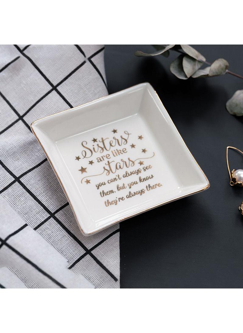 Y&D Ceramic Ornaments Jewelry Plate Ring Plate Jewelry Necklace Tray Decorative Plate-Stars 