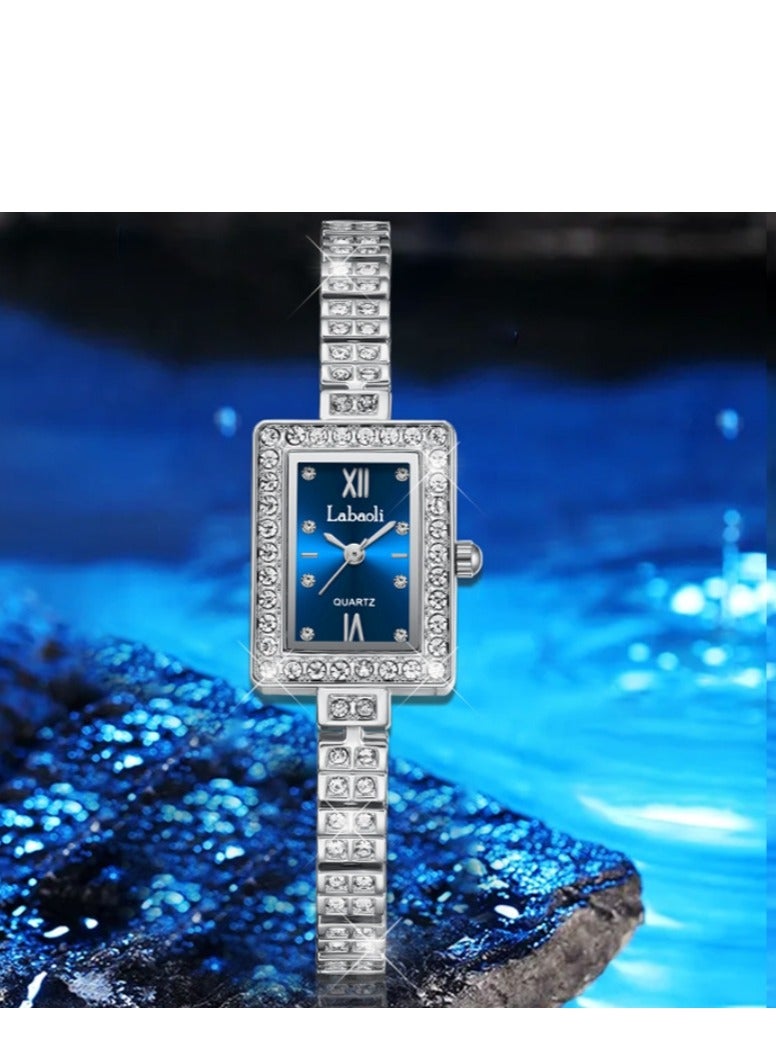 Labaoli New Light Luxury Bracelet Watch Square Quartz Watch Women's Waterproof Watch Set with Diamonds - Image 1