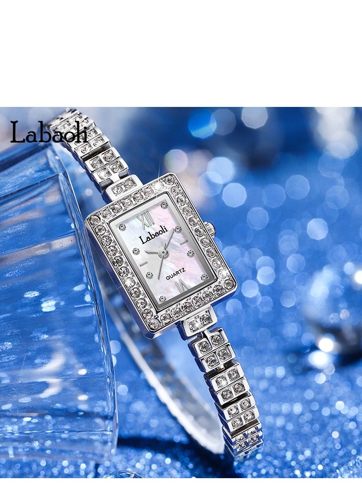 Labaoli New Light Luxury Bracelet Watch Square Quartz Watch Women's Waterproof Watch Set with Diamonds - Image 5